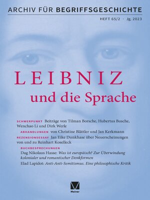 cover image of Archiv für Begriffsgeschichte, Band 65,2